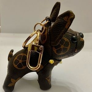 Stunning, Brown Spiky Gold Collared Dog Handbag Charm, Key Chain